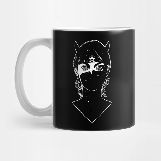 Girl with horns in the shadow. Demon girl by OccultOmaStore